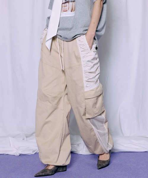 ワイドパンツ カーゴパンツ 「PRE-ORDER」Bicolor Cargo Pants/バイカラーカーゴパンツ レディース メンズの画像