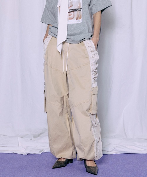ワイドパンツ カーゴパンツ 「PRE-ORDER」Bicolor Cargo Pants/バイカラーカーゴパンツ レディース メンズの画像