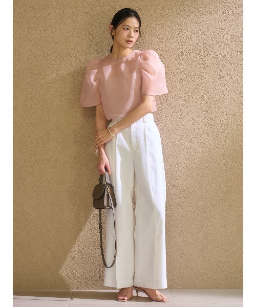 ワイドパンツ パンツ センタースリットワイドパンツ レディースの画像