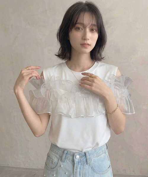 【現行品】familiar フリル袖 Tシャツ 120 Lateru tシャツ 半袖 フリル Tシャツ レディース : ZOZOTOWN Yahoo!店