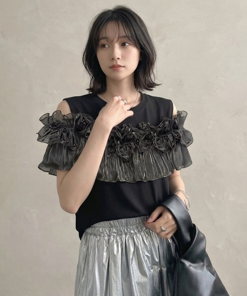 【現行品】familiar フリル袖 Tシャツ 120 Lateru tシャツ 半袖 フリル Tシャツ レディース : ZOZOTOWN Yahoo!店