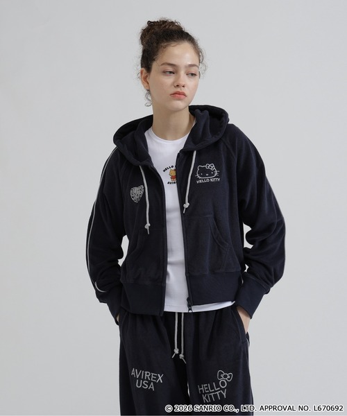 HELLO KITTY　パーカー　レディスＭ　黒　USA古着 AVIREX（アヴィレックス） パーカー 「AVIREX×HELLO KITTY」HOODIE