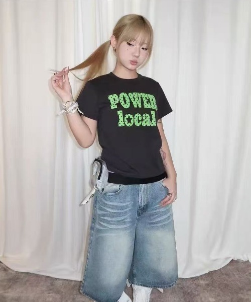 Lis ardent tシャツ 半袖 Y2Kロゴで盛れる ドット柄コンパクト半袖T Lis ardent tシャツ 半袖 Y2Kロゴで盛れる ドット柄コンパクト半袖T