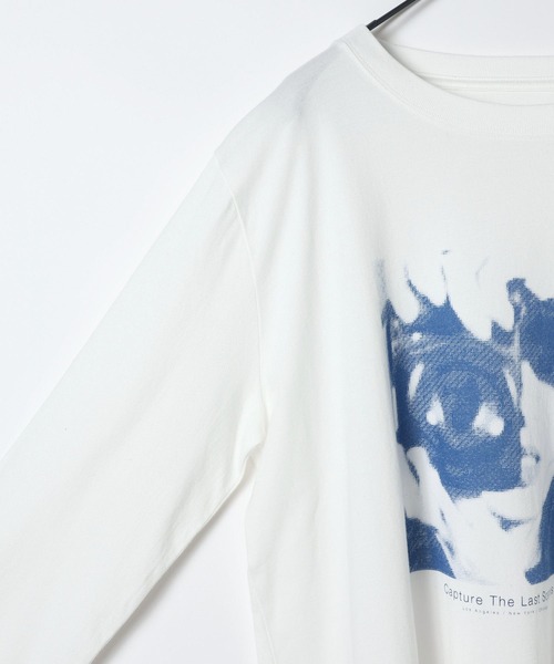 「JEANASIS」 長袖カットソー FREE ホワイト×ブルー レディース_画像5