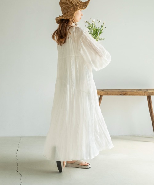 「hinari」 長袖ワンピース SMALL ベージュ レディース_画像3
