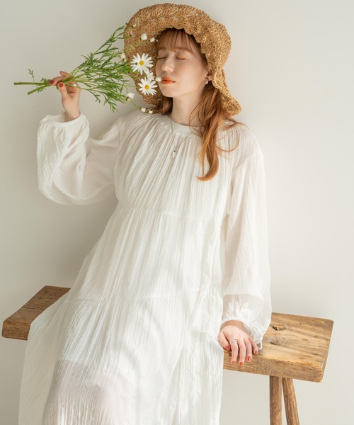 「hinari」 長袖ワンピース SMALL ベージュ レディース_画像5