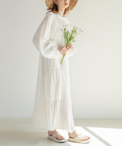 「hinari」 長袖ワンピース SMALL ベージュ レディース_画像7