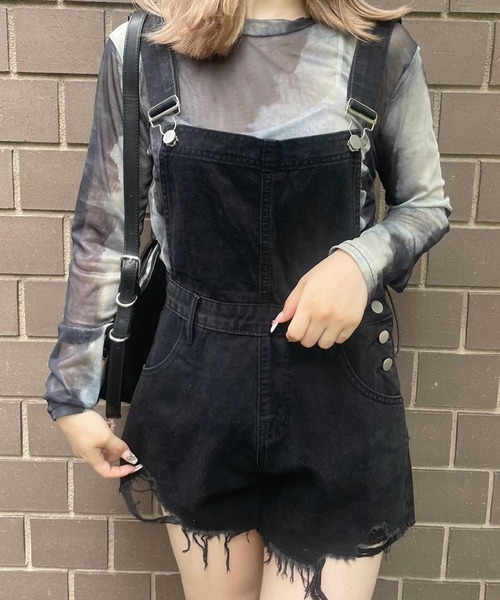 「SPIGA」 オーバーオール MEDIUM ブラック レディース_画像3