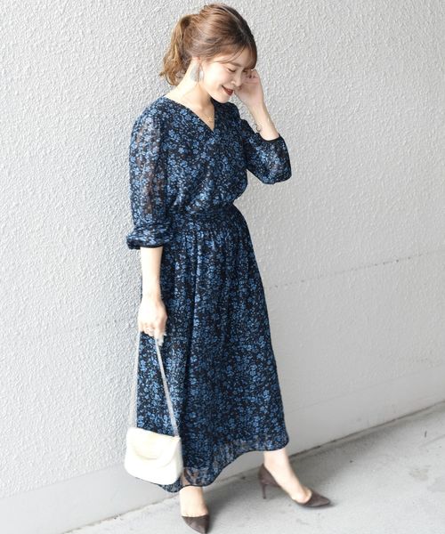 セール即納 ワンピース Paypayモール店 通販 Paypayモール Little Black フラワープリントvネックロング