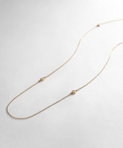 COCOSHNIK ネックレス K10ダイヤモンド ドーナツミラーカット  