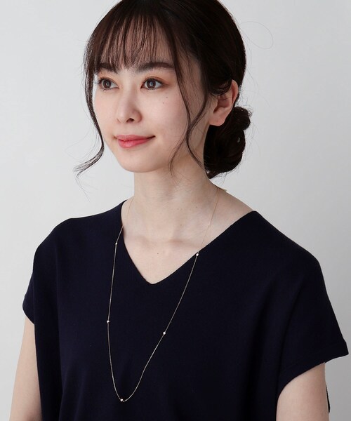 COCOSHNIK ネックレス K10ダイヤモンド ドーナツミラーカット  