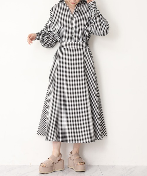 one after another NICE CLAUP ワンピース 【Web限定】シャツ×フレア