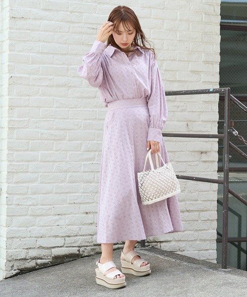 one after another NICE CLAUP ワンピース 【Web限定】シャツ×フレア