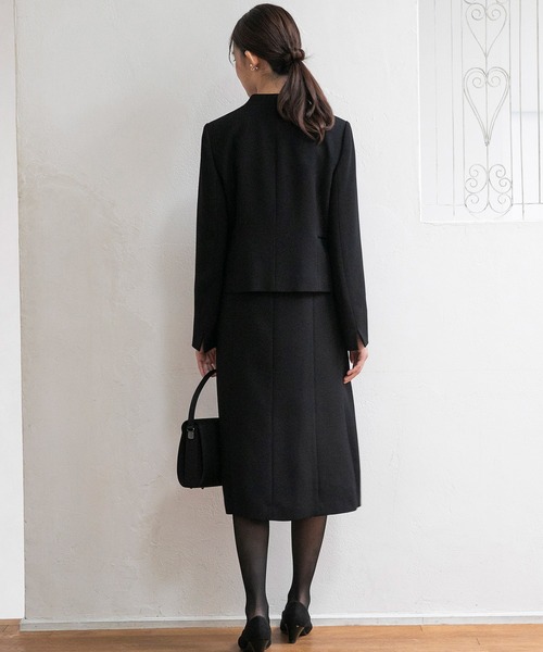 セレモニースーツ セットアップ 「喪服・礼服」「前ファスナー」ノーカラージャケット＆シンプル レディースワンピース/ブラックフォーマル レディースの画像