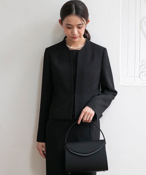 セレモニースーツ セットアップ 「喪服・礼服」「前ファスナー」ノーカラージャケット＆シンプル レディースワンピース/ブラックフォーマル レディースの画像