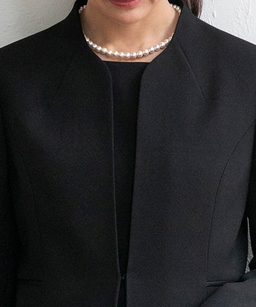 セレモニースーツ セットアップ 「喪服・礼服」「前ファスナー」ノーカラージャケット＆シンプル レディースワンピース/ブラックフォーマル レディースの画像