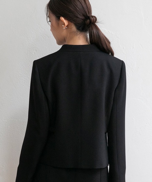 セレモニースーツ セットアップ 「喪服・礼服」「前ファスナー」ノーカラージャケット＆シンプル レディースワンピース/ブラックフォーマル レディースの画像