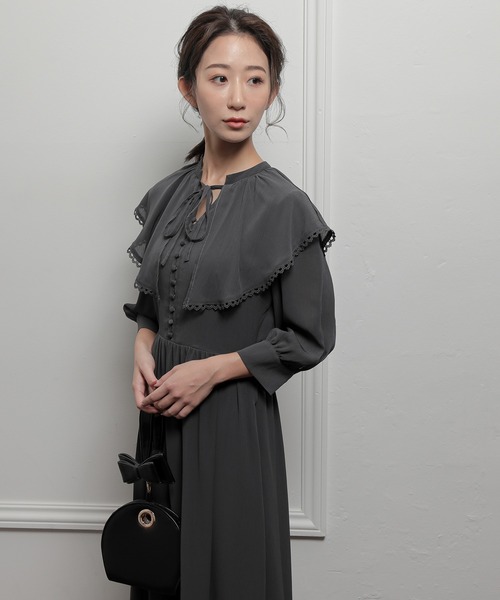 m*i様 【epic day】ボリュームロングワンピース ボリュームスリーブシフォンロングワンピース ドレス 結婚式