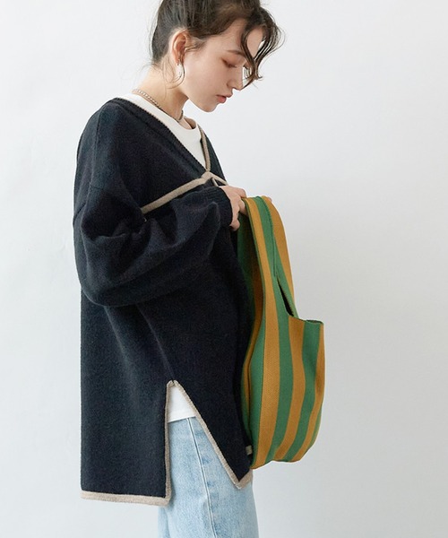 STYLEBLOCK ニット セーター 配色パイピング2WAYニットトップス