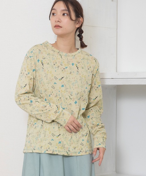 美品　PLAN C (Women)プランシー　ボタニカルプリントTシャツ 日本限定 アーカイブファブリックのピン付Tシャツ | 【Plan C