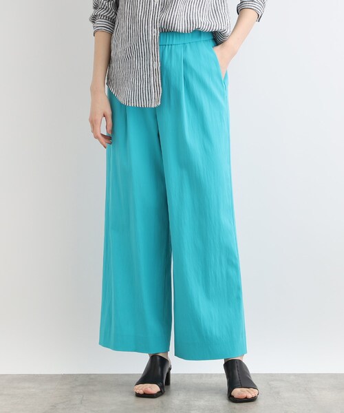 ワイドパンツ パンツ 「褒められパンツ／洗える」ウエストゴムワイドタックパンツ レディースの画像