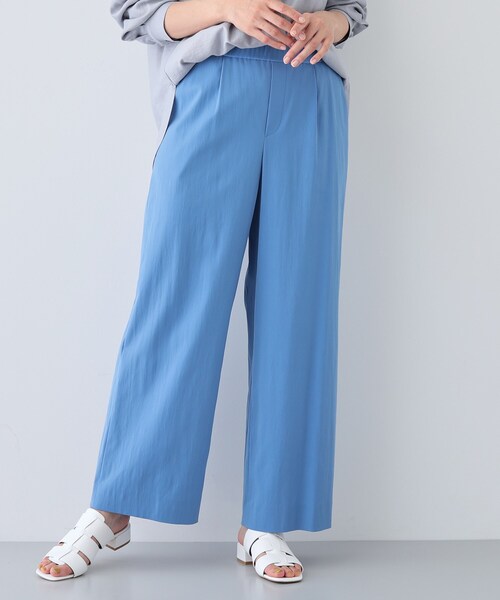 ワイドパンツ パンツ 「褒められパンツ／洗える」ウエストゴムワイドタックパンツ レディースの画像