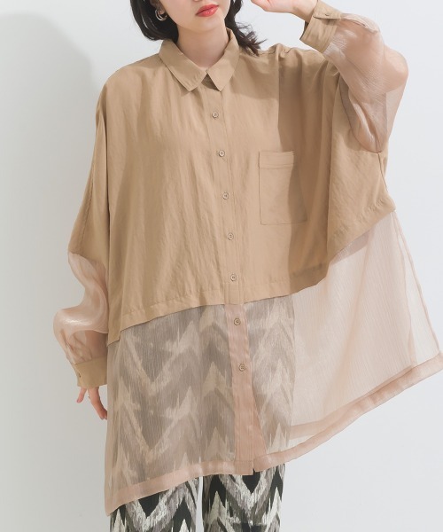 terrace ブラウス シャツ シルキージョーゼット シアー