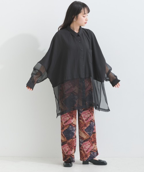 terrace ブラウス シャツ シルキージョーゼット シアー