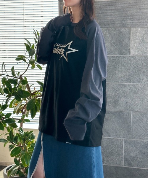 tシャツ 「UNISEX」SAINTPAIN／ビッグスターロゴロングスリーブＴ 2121556 レディース メンズ セール】【UNISEX】SAINTPAIN／ビッグスターロゴロングスリーブ