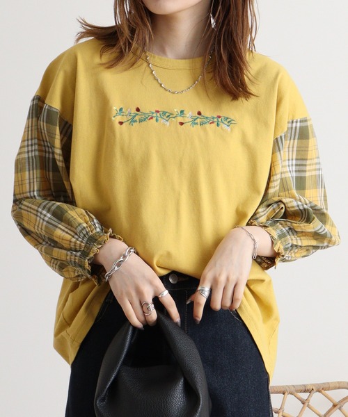 tシャツ EMAGO 花刺繍袖ギャザーT レディース Emago tシャツ EMAGO 花刺繍袖ギャザーT レディース : ZOZOTOWN