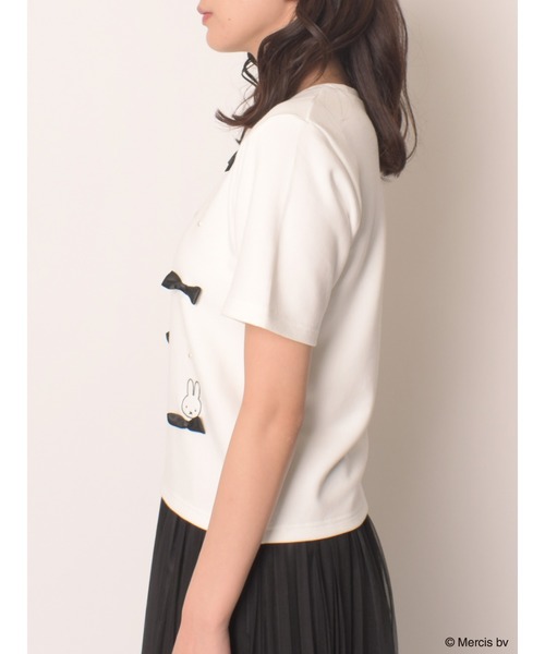 MIIA（ミーア） tシャツ 半袖 miffy パールリボンTシャツ レディース