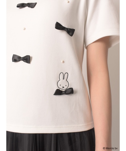 MIIA（ミーア） tシャツ 半袖 miffy パールリボンTシャツ レディース