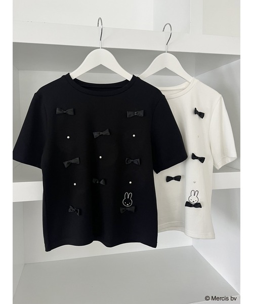 MIIA（ミーア） tシャツ 半袖 miffy パールリボンTシャツ レディース