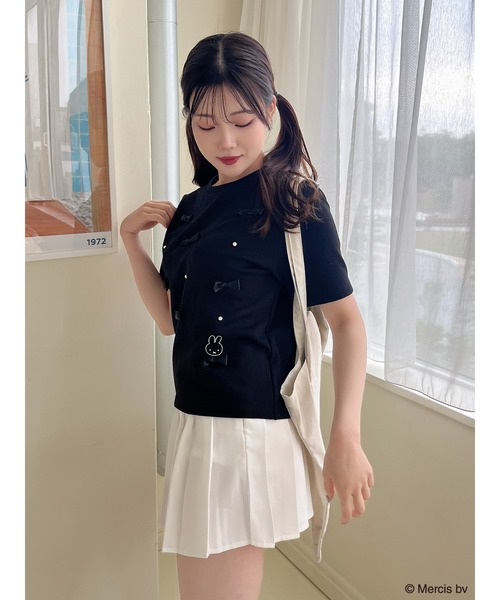 MIIA（ミーア） tシャツ 半袖 miffy パールリボンTシャツ レディース