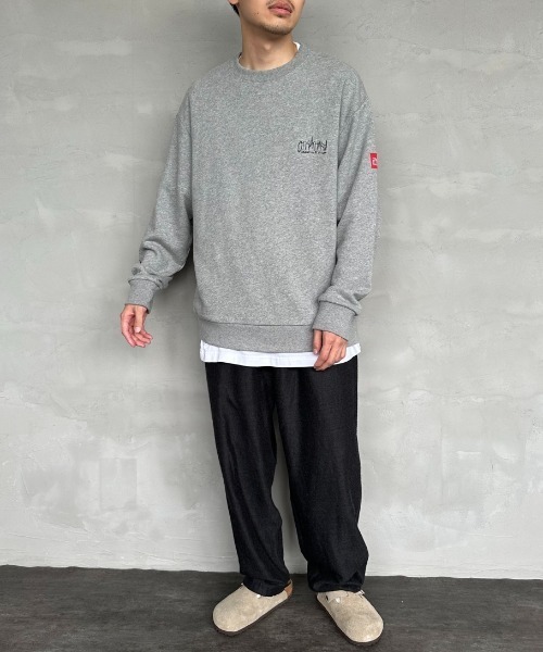 アロー aLORS スウェット トレーナー F 長袖 刺繍 クロップド丈 グレー