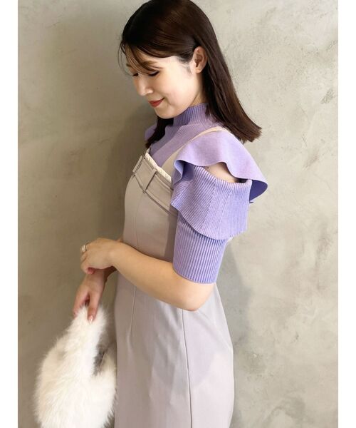 ⭐︎【新品】マーキュリーデュオ　チュール　デニム　ジャンスカ　ワンピース　ぶらうん カットワーク刺繍ニットドッキングキャミジャンスカ[品番