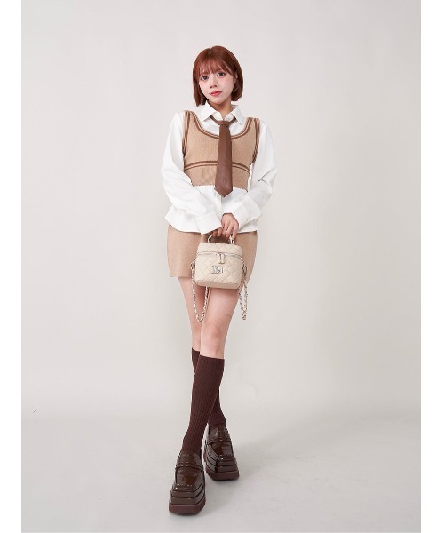 Darich 【シルバーパーツ】キルティングスクエアミニバッグ Darich ハンドバッグ キルティングスクエアミニバッグ(シルバー