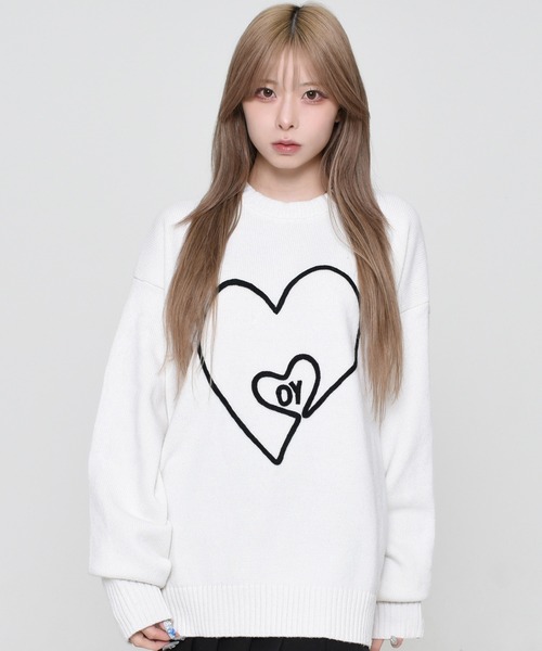 OY ニット セーター 「OY/オーワイ」 HEART HANDLE EMBROIDERED