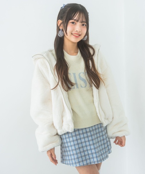 みみみ♡ESTNATION 定価4万 ファーコンビニットアウター フリー Amilige（アミリージュ） コート アウター ウサ耳ファーZIPコート