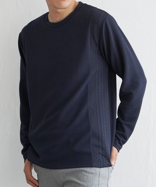 ikka（イッカ） tシャツ フクレジャカード切り替えロンT メンズ