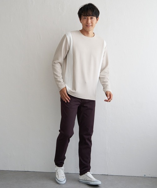 ikka tシャツ フクレジャカード切り替えロンT メンズ : ZOZOTOWN