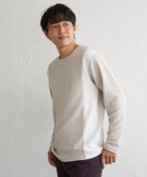 ikka tシャツ フクレジャカード切り替えロンT メンズ : ZOZOTOWN