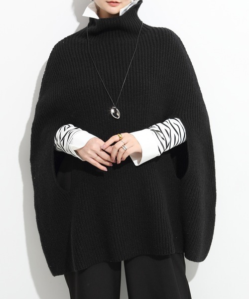 ポンチョ タートルネックニットケープポンチョ レディース : ZOZOTOWN