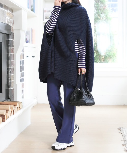 ポンチョ タートルネックニットケープポンチョ レディース : ZOZOTOWN