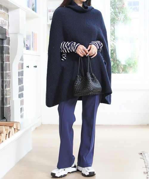 ポンチョ タートルネックニットケープポンチョ レディース : ZOZOTOWN