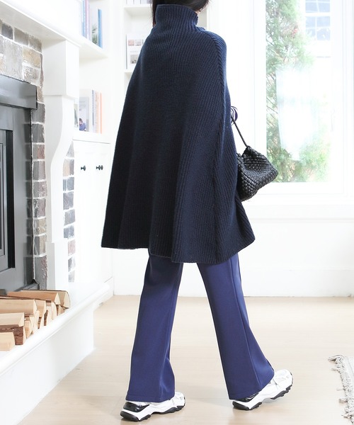ポンチョ タートルネックニットケープポンチョ レディース : ZOZOTOWN