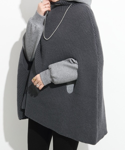 ポンチョ タートルネックニットケープポンチョ レディース : ZOZOTOWN