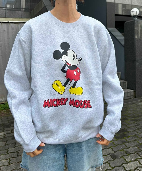 トレーナー スウェット HOUSTON / MICKEY C/N SWEAT ミッキーマウス プリント クルーネック スウェット / 22257 レデ HOUSTON トレーナー スウェット / MICKEY C/N SWEAT ミッキー