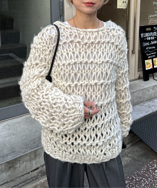 maison de Dolce.◆ニット・セーター(薄手)/FREE/レーヨン/WHT/無地/MDPN27112WH/2 maison de Dolce.◇ニット・セーター(薄手)/FREE/レーヨン/WHT