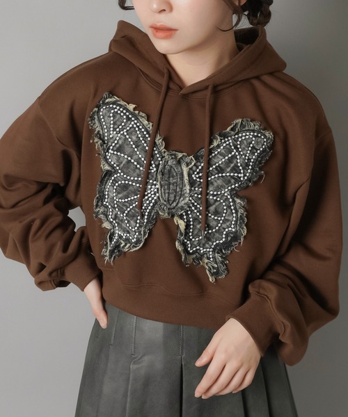 美品　LeftAlone　パーカー　ブラック　バタフライ 美品 LeftAlone パーカー ブラック バタフライ